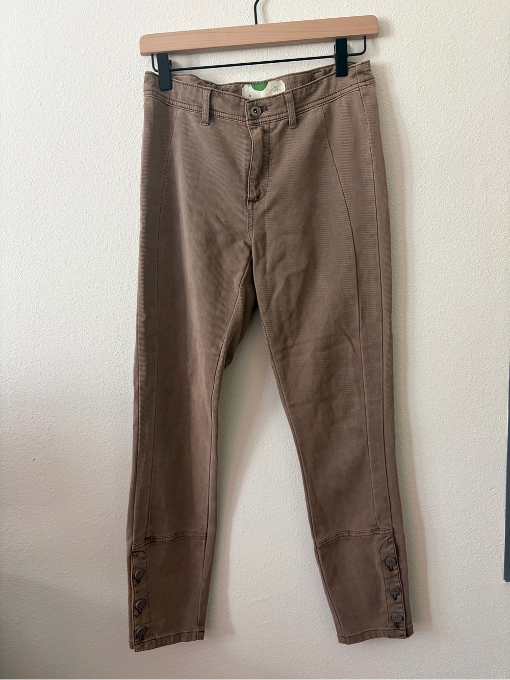 By Anthropologie Brown Button Cuff Chino Ankle Pants Size 27